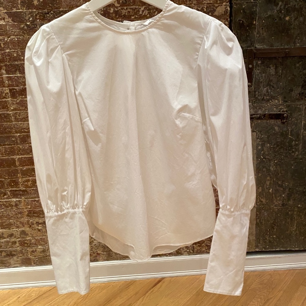 VERONICA BEARD - White Cotton Puff Shoulder Top